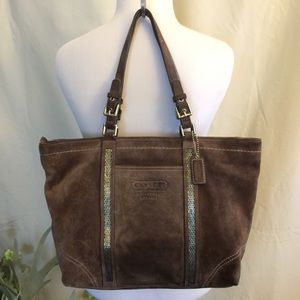 Coach Brown Suede Tote Bag